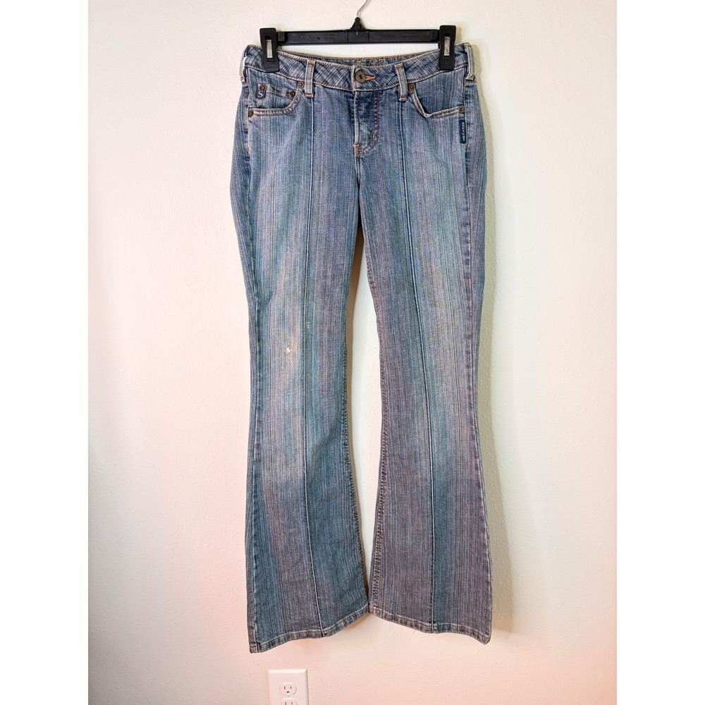 Vintage Y2K Silver Jeans Low Rise Flare Hippie Festival Rave